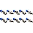 Taapsee RG6 F Type Connector Coax Compression Fitting Coaxial Straight Antenna Cable Adapter,Pack of 10,Blue