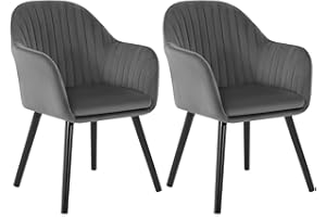 ‎WOLTU WOLTU Esszimmerstühle 2er Set, für Schlafzimmer Küche Wohnzimmer, Küchenstühle gepolstert mit Armlehne, aus Samt Massivholz, Dunkelgrau