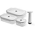 Compactor - Set 3 contenitori sottovuoto per alimenti con coperchio e pompa inclusa, ermetici, trasparenti, plastica priva di