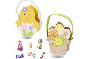 PRO DISTRI 2 paniers feutrine garnis de 20 chocolats : Kinder Schokobons, Milka,Oeufs et moulages de Pâques