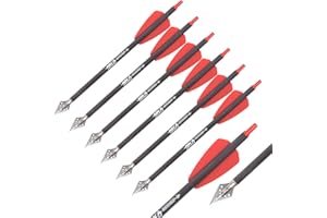 ELONG OUTDOOR 7.5" Bullone per Balestra Frecce in Puro Carbonio con 2 Lame Punte in Acciaio per Caccia all'aperto con Sistema Cobra R9 Caccia con L'Arco