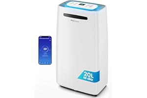Pro Breeze deshumidificador inteligente 20L/día con Wi-Fi, sensor de humedad, modo ropa y drenaje continuo para condensación y moho en casa