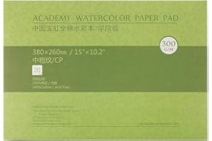 MEEDEN Watercolour Paper Block, 300gsm Textured Surface Cotton Watercolour Paper Pad, Cold Pressed, 20 Sheets for Painting & Drawing, Wet, Mixed Media, 38×26 cm