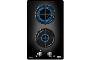 Teka CGB LUX - Placa Gas Natural 2 Fuegos, Placa 2 Fuegos Vidrio, Placa Cristal Negro