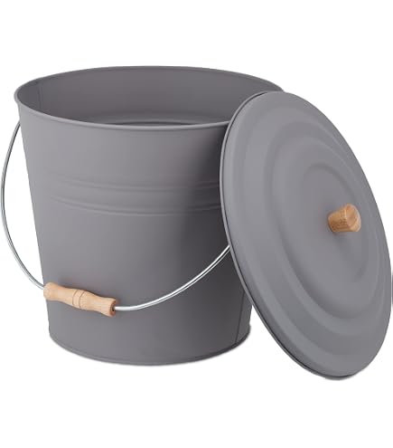 CKB LTD Feuereimer Mit Deckel - Verzinkter Stahl Eimer Für Kaminholz, Kohle & Asche