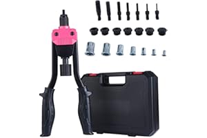 LSLANSOON Rivnut Tool Kit, Hand Rivet Nut Tool Set with Metric Mandrels and 110pcs Rivet Nuts from M3 to M12 for Riveting Rivnut into Sheet Metal, Plastic, Wood