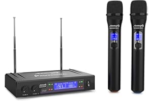 Audibax Missouri 2000 A - Sistema Microfonico Wireless Doppio VHF - Microfono Wireless Professionale di Gamma A - Sistema con Indicatori RF/AF - Connettori di Uscita XLR e Ausiliaria