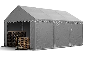 TOOLPORT Tente de Stockage 4x6 m abri bâche PVC 700 N imperméable Gris