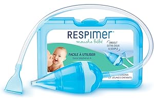 RESPIMER Mouche Bébé - Evacuer l'excès de mucus - Rhume & Rhynopharyngite - Facile à utiliser - Nourrissons et jeunes enfants - Sans Bisphénol A - 5 Filtres jetables hygiéniques - Fabriqué en France