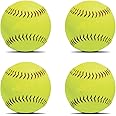 ABAJI Softball 4 Pack Blank Ball PU Surface Cork Core Suitable for Bat Heavy Duty Slowpitch Sports Youth Boy and Girl Practice Training