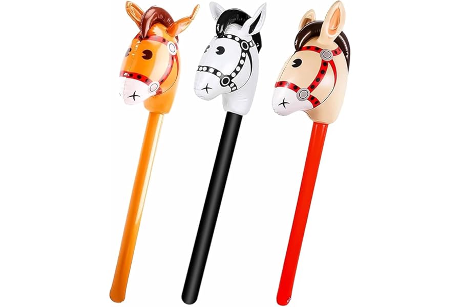 3 Pcs Hobby Horse,Portable Easy to Inflatable Horse Stick,Inflatables Hobby Horses for Parties Favors,Hobbies Inflatables Horses Decoration,Birthday Parties Decorations,Costume Sticks