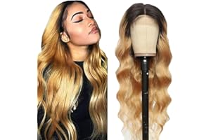 AiPliantfis Perruque Cheveux Humain Body Wave Lace Front Wig 1b27 Pre Plucked Free Part Wig Brazilian Remy Hair Unprocessed Virgin Hair Perruque Femme Naturelle Brésilien for Woman 22 Pouce