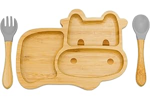 Baby Teller,Feelhap Babyteller mit Saugnpaf,Hochwertiger Kinderteller mit Löffel+Gabel,Rutschfest Baby- und Kleinkind-Fütterungsplatte für Baby-geführte Entwöhnung(Mavericks-Grau)