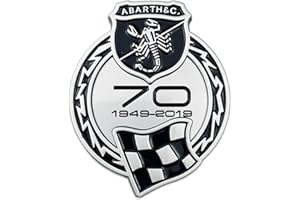 DYQCD 1 Pezzi Auto Emblem Adesivo per Abarth 70th Anniversary Scorpion Stemmi e Decorazioni Auto Styling Carrozzeria Decorazioni Auto Decalcomania Badge,SilverMatte