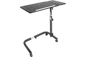 KMINA Table de Lit Médicale à Roulette Réglable en Hauteur et en Largeur, Noir, Table Roulante pour Lit Médicalisé, Plateau Inclinable en Forme de C