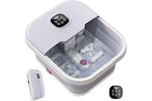 ALLJOY Pediluvio Massaggiatore Piedi Pieghevole, Foot Spa con Idromassaggio Plantare,Massaggio Rilassante ai Piedi con Telecomando,Pietra Pomice,6 Rulli Massaggianti,Regalo per Anziani