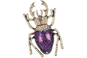 PULABO Rétro scarabée Strass Broche Insecte Broche Accessoires Bijoux Fantaisie Cadeau Unisexe Violet Pratique et Populaire Haute qualité Durabilité