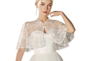 BEAMARKER Vit spetssjal för kvinnor elegant kort polyester blommönster för brud för formella aftonklänningar för fest bröllop brudtärna