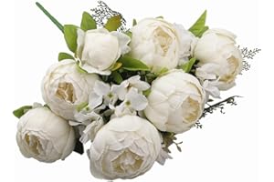 JOYHAZE - Lote de 1 ramo de peonías, 19 pulgadas, de seda grandes flores de peonías con cogollos para la decoración de la oficina de reunión de la familia de la boda, pieza central de mesa