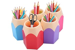 Orimommth GlobalDeal Direct 5 Pack Creative Pencil Tip design Pen Vase Pencil Pot Makeup Brush Holder Stationery Storage Organizer Desk Tidy Container