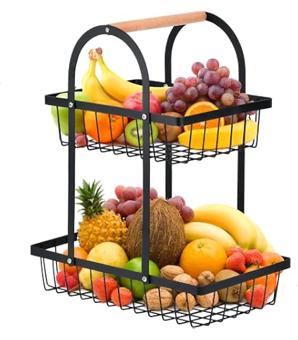 Farenheit 2-Tier Fruit & Vegetable Basket - Countertop Organizer, Metal Wire, Detachable, Set Of 2 - View #9