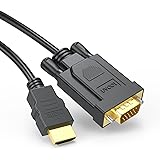 UOOI HDMI to VGA Cable 6FT, Unidirectional Video Adapter (Male to Male) Compatible for Raspberry Pi, Roku,Computer, Desktop, 