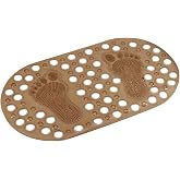 Efe Mark Premium Serisi Banyo - K&uuml;vet İ&ccedil;i Kaydırmaz Vantuzlu Ayak Desenli Paspas 66,5 x 36,5 cm, Kahve