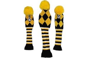 Seacloud - Set di 3 copritesta per mazze da golf a maglia, per driver e fairway Woods (motivo Argyle/stelle e strisce)