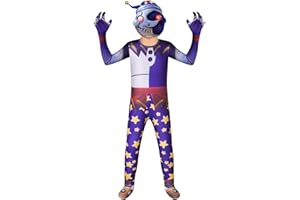 NOAFUNZO FNAF Kids Sundrop Moondrop Cosplay Costume FNAF Security Breach Horror Jumpsuit Anime Cosplay Halloween Party Costume for Boys Girls