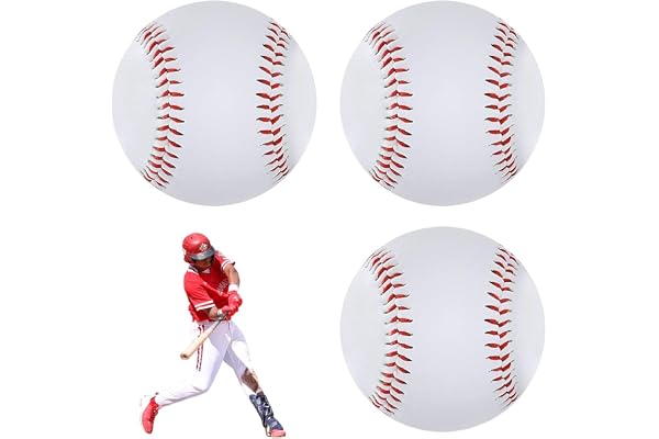 yotutun 3 Pièces 9" Balles de Baseball, Cousues à la Main PU Soft Basebälle Match Elite Mousse Souple Balles pour Adultes et Jeunes Exercices de Baseball Professionnels