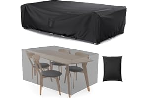 MRRIHAND Copertura Tavolo Esterno 170x94x71cm, Copritavolo Esterno Impermeabile 600D Oxford, Anti-UV, Copertura Tavoli Giardino con Uscita d'aria per Tavoli e Sedie, Divani, Mobili in Rattan