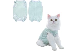 MARJORAMY Katzenbody nach OP, Professioneller Erholungsanzug für Katzen nach Operationen, Postoperative Katzenkleidung für Bauchwunden, Anti-Leck-Anzug nach Kastration, Alternative zum E-Halsband (Grün, XS)