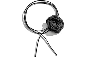 KMZ Flower Necklaces Velvet Choker Necklace Adjustable Chain Fabric Rose Flower Necklace with Flower for Women Girls Bride Wedding Party Birthday (Black)