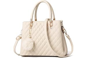 I IHAYNER Womens Leather Handbags Purses Top-handle Totes Satchel Shoulder Bag for Ladies with Pompon