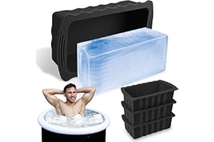 Hydream 4pcs 1,3KG Extra Grande Stampi per Ghiaccio, Blocco di Ghiaccio Moulds Riutilizzabili in Silicone Stampi per Cubetti di Ghiaccio per Vasca da Bagno di Ghiaccio Tuffo Freddo e Cooler-Nero