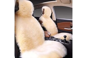 Martin Kench Lammfellbezug Auto Sitzbezug, Lammfell Vordersitzbezug, Wolle Schaffell Autositzbezug Sitzauflage (Gansgelb)