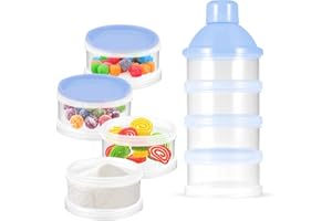VOKMON Milk Powder Dispenser Pots, Formula Dispenser Container, Formula Powder Pots, Snack Storage Box for Travel and Outdoor Activities, BPA Free (Blue)