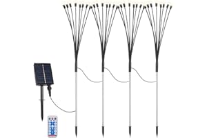 Lunartec Solarleuchte Garten: 4er-Set Solar-Glühwürmchen-Gartenlichter, 32 LEDs, 8 Modi, 65cm, Timer (LED-Solarleuchten Erdspieß, Solarleuchten Gartendekos, Beleuchtung)