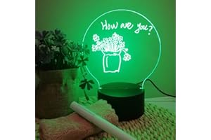 ZARA WORLD USB Night Light Message LED Writing Board 7 Colour Valentine's Day Art Erasable Note Night Light Gift Ideas (Round Blank, Black Base)
