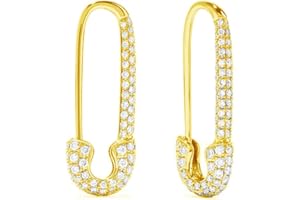 IMINI Boucles d'oreilles créoles en argent sterling avec épingle à nourrice en oxyde de zirconium pour femmes et filles - Hypoallergénique - 20 mm - Plaqué or, Argent sterling, Zircone cubique