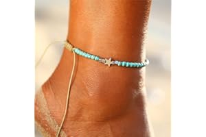 Prosy Boho Turquoise Cheville Bleu Tissé Perlé Cheville Bracelets Chaîne Plage Pied Bijoux Réglable pour Femmes Filles
