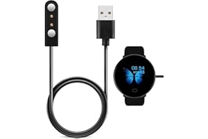 Deilonie Smart Watch Charger 2 Pin Magnetic, Compatible with 4mm 2 Pin Watch Equipment, Universal for Sekonda, Ticwatch, Haylou, Xiaomi, Reflex active and More, USB Charging, Black
