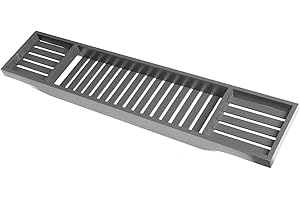 1 CLICK BUY Bathtub Caddy Tray, Modern Bath Tray Bathtub Storage Rack Shelf Organizer Wine Glass Holder for Bathroom (Grey)