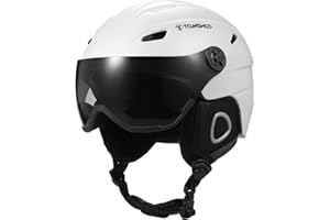 TOMSHOO Casque de Ski avec Visière Détachable, Casque de Snowboard pour Adulte Femme Homme Certifié Professionnel Casque de Neige avec Amovible intégré Visiere