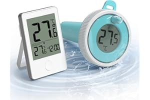 Abeden Pool-Thermometer, schwimmende leicht zu lesen mit Indoor-Temperatur Luftfeuchtigkeit Monitor,Wireless Digital Pool Thermometer IP67 wasserdicht für Schwimmbäder,Badewannen,Teich（Lichtblau）