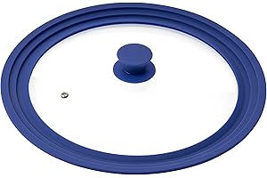 bremermann Couvercle en Verre Universel avec Bord en Silicone, 30/32/34 cm, Grande (Bleu)