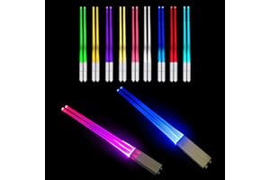JEONDFG 2 pares de palillos luminosos con luz LED, palillos de sable de luz, ligeros y portátiles con 9 modos de color, sin BPA, reutilizables, ideales para la cocina, la cena y el sushi.