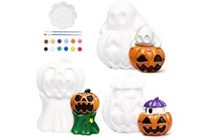 3 stycken halloween pysselset barn, gör-det-själv pumpa gipsfigurer att måla, gipsfigurer att måla för barn med färger och bo