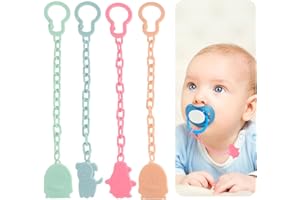 SUGHUG 4 Pezzi Porta Ciuccio Neonato Catenella Portaciuccio per Bambini, Ciuccio Clip Adattatore per Neonato Doccia, in Plastica, Multicolore, Unisex, per Neonato, Ideale per Battesimo, Baby Shower, Regali.