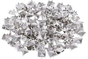 WedDecor 9mm Pyramid Shape Spike Square Studs Prong Rivets for Decorating Belts, Bags, Shoes, Leathercrafts, Punk & Goth Fashion Accessories, Silver, 50pcs